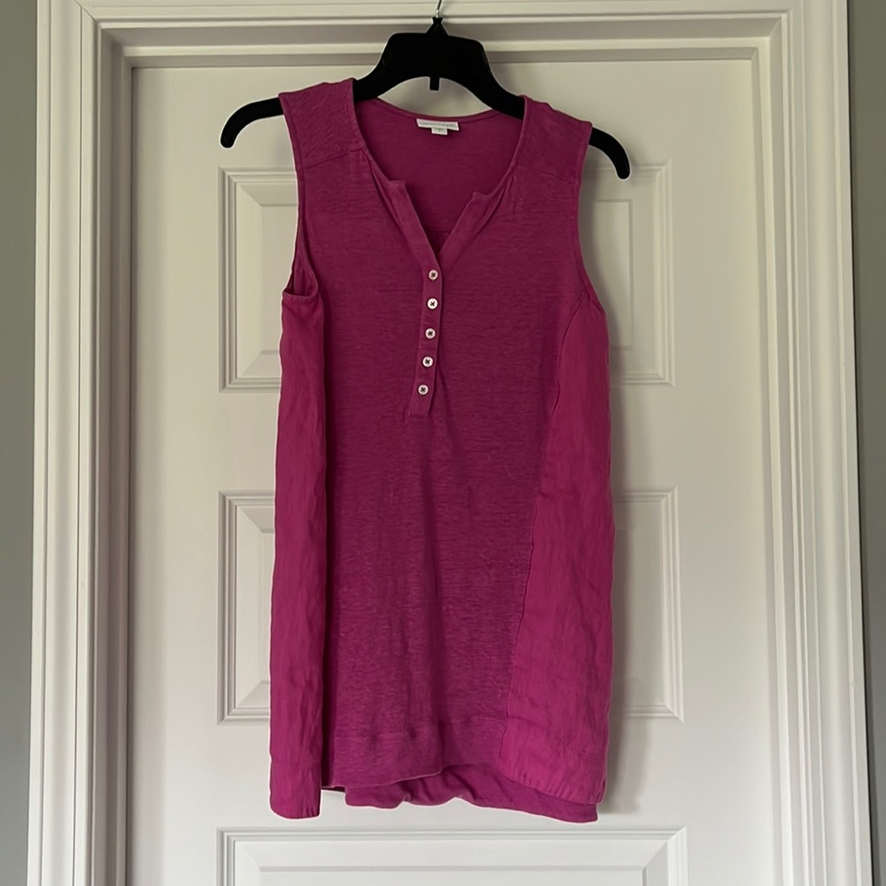 J Jill Hot Pink Magenta Linen Sleeveless Top Blouse Sz Small